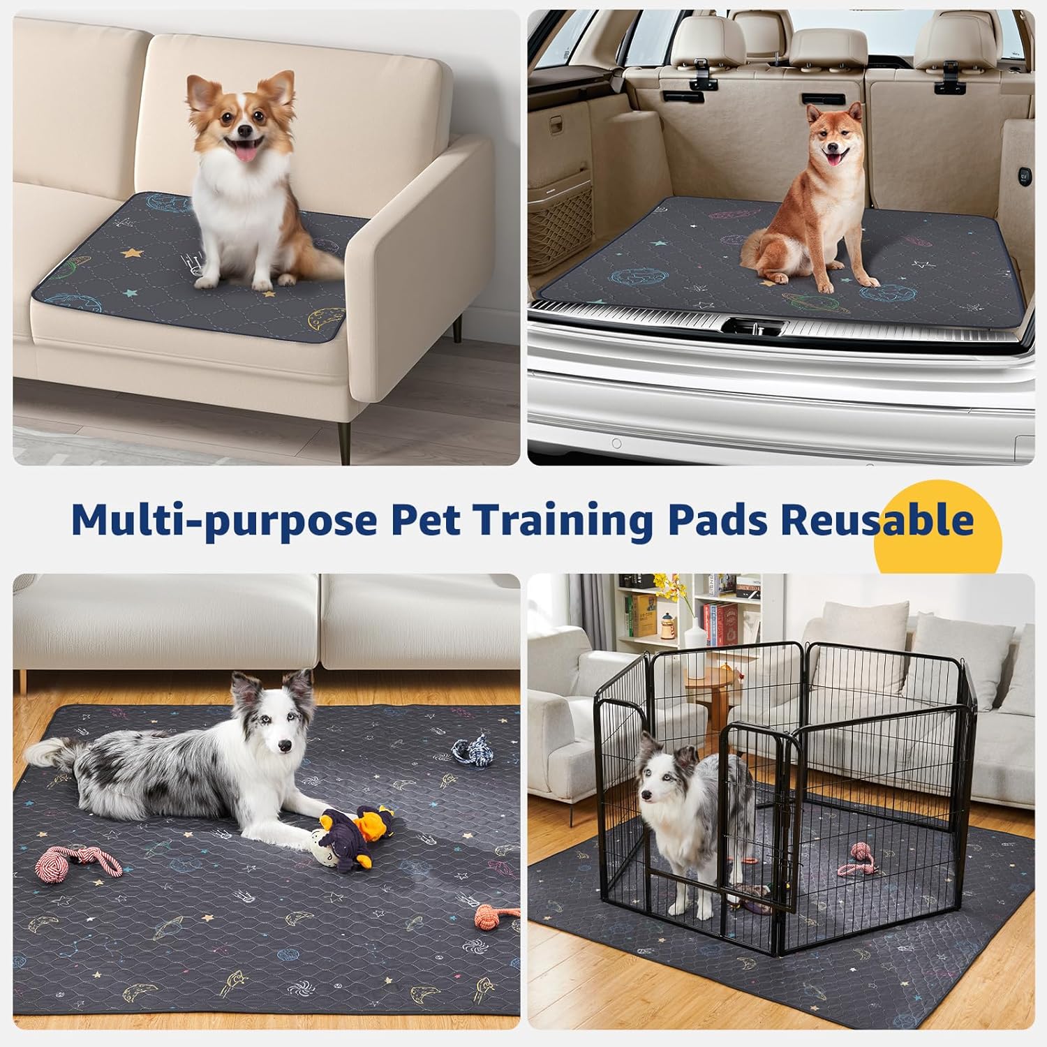 LOOBANI Pee Pads for Dogs Washable: Reusable Dog Pee Pads for Medium Pet, 2 Pack Waterproof Puppy Whelping Pads 36" x 41", Non-Slip Potty Training Mat for Dog Playpen, Floor, Cage, Sofa, Crate, Grey - Pet Explorer