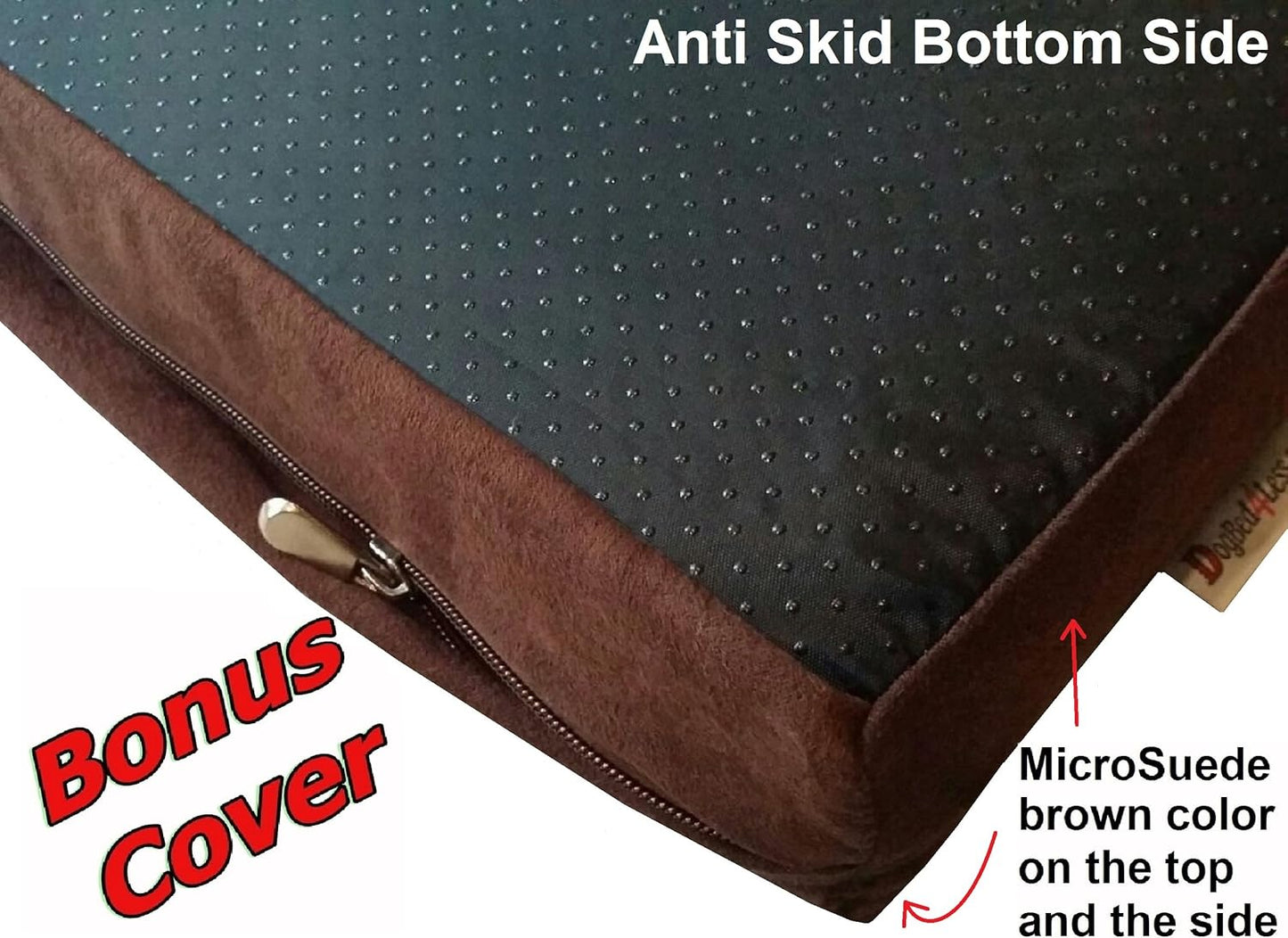 Dogbed4less Orthopedic Memory Foam Dog Bed for Medium Dogs with Washable Denim Cover, Waterproof Liner and Extra Pet Bed Case, 37X27X4 Inch, Brown - Pet Explorer