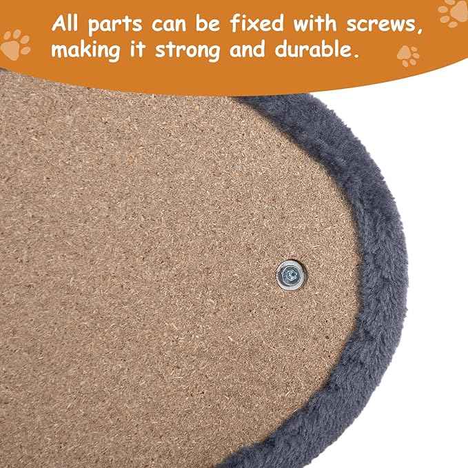 Hollypet Self Grooming Massager and Scratcher Toy - Cat Arch Brush for Back Grooming, Hair Cleaner Pads, Dark Gray