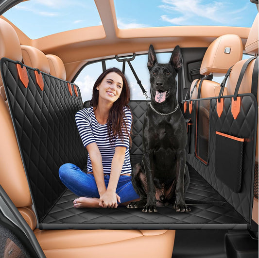 Hard Bottom Car Seat Cover for Dogs,Waterproof Dog Seat Cover for Back Seat Extender,Scratch-Proof and Anti-Slip Car Dog Hammock for Large Dogs SUV,Black(Holds 500 Lbs) - Pet Explorer