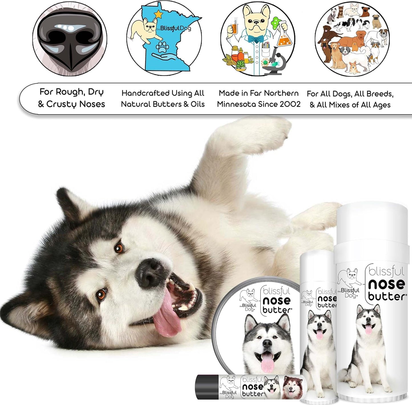 The Blissful Dog Malamute Unscented Nose Butter - Dog Nose Butter, 0.50 Ounce - Pet Explorer