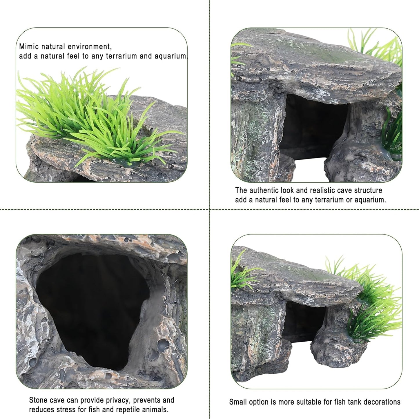 Premium Small Fish Tank Decorations, Reptile Tank Accessories, Turtle Tank Accessories, Natural Reptile Hide for Bearded Dragon, Professional Turtle Basking Platform (Small) - Pet Explorer