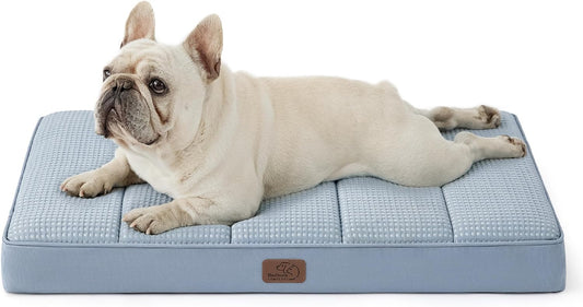Bedsure Cooling Dog Bed for Medium Dogs - Orthopedic Flat Puppy Beds with Removable Washable Cover, Egg Crate Foam Pet Mat, Suitable for Pet Up to 35 lbs - Pet Explorer
