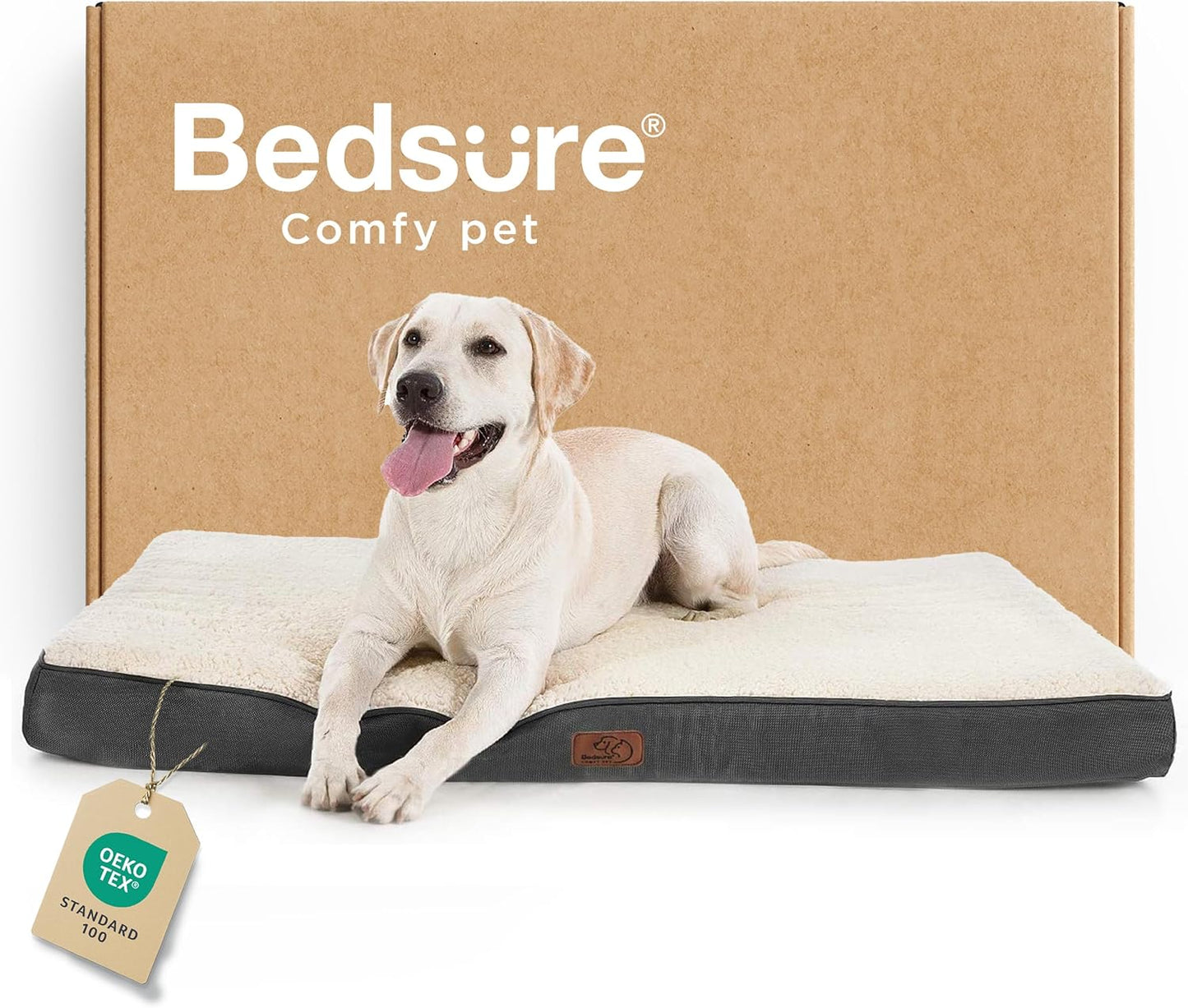 Bedsure Dog Beds Large Sized Dog - Orthopedic Flat Pet Beds with Removable Washable Cover, Egg Crate Foam Puppy Mat, Suitable for Pet Up to 65 lbs - Pet Explorer