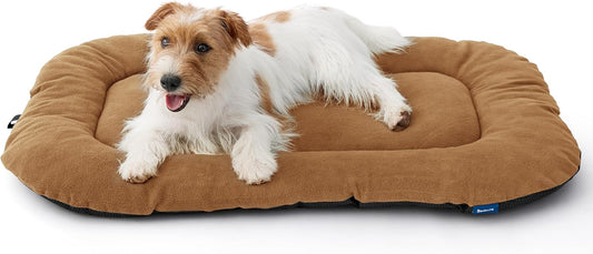 Bedsure Washable Dog Crate Pad for Medium Dogs, Anti-Slip Puppy Kennel Dog Bed for Crate - Ultra Soft Fleece Flat Thin Pet Mat (Not Chew Proof), Brown 29"x21" - Pet Explorer