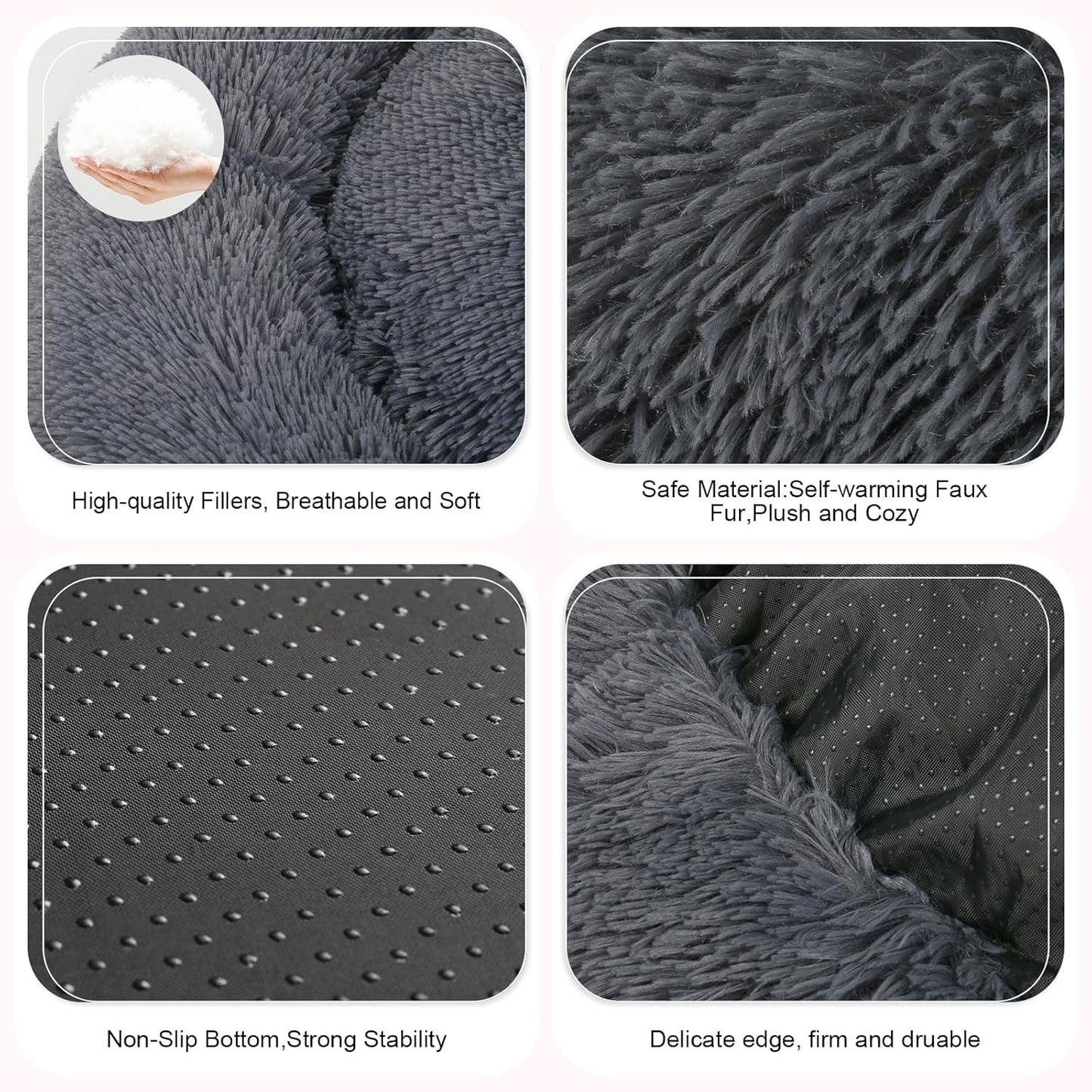 Dog Bed, Cat Calming Bed, Faux Fur Pillow Pet Donut Cuddler Round Plush Bed for Large Medium Small Dogs and Cats - Pet Explorer