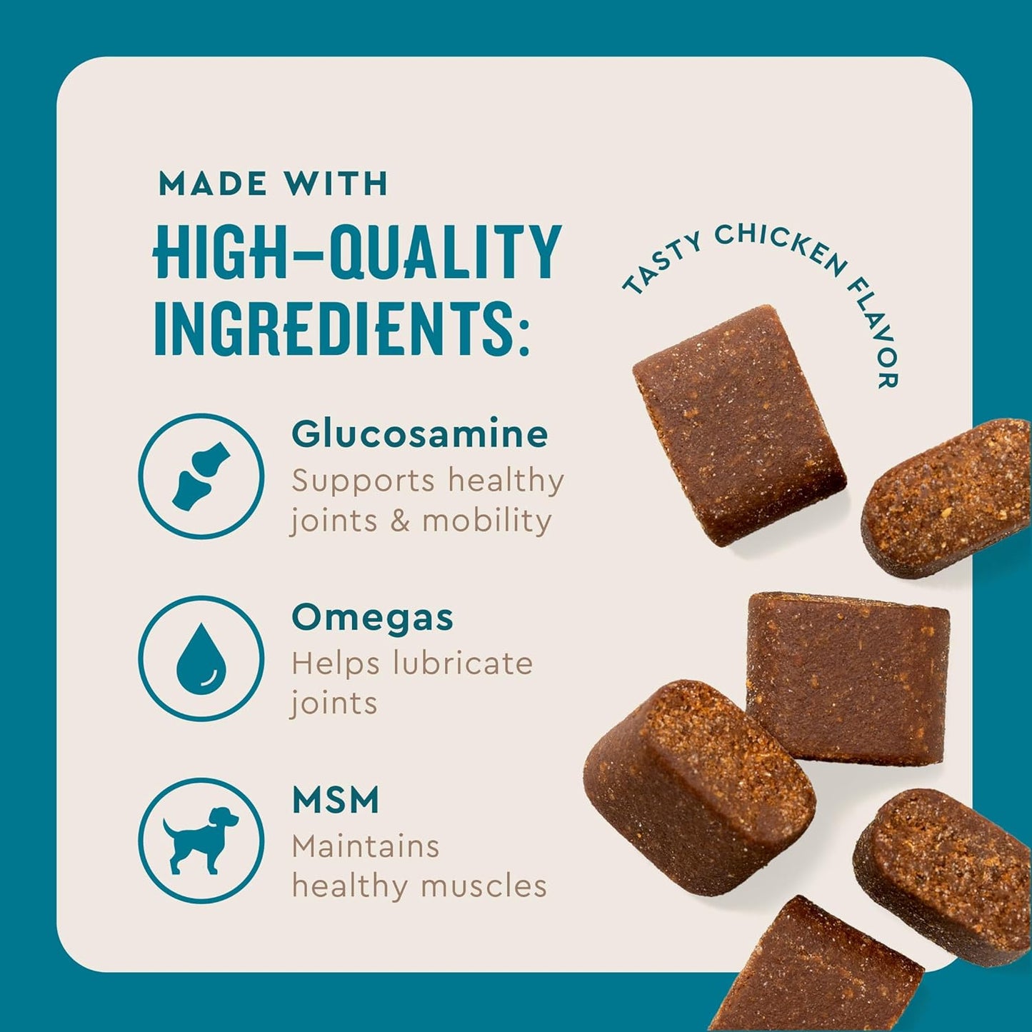 VetIQ Advanced Hip & Joint Chews For Dogs, 60 Count, Chicken Flavored Supplements Made with Glucosamine, Omega 3’s, Chondroitin, MSM & Green Lipped Mussel, Increases Mobility & Maintains Muscles - Pet Explorer