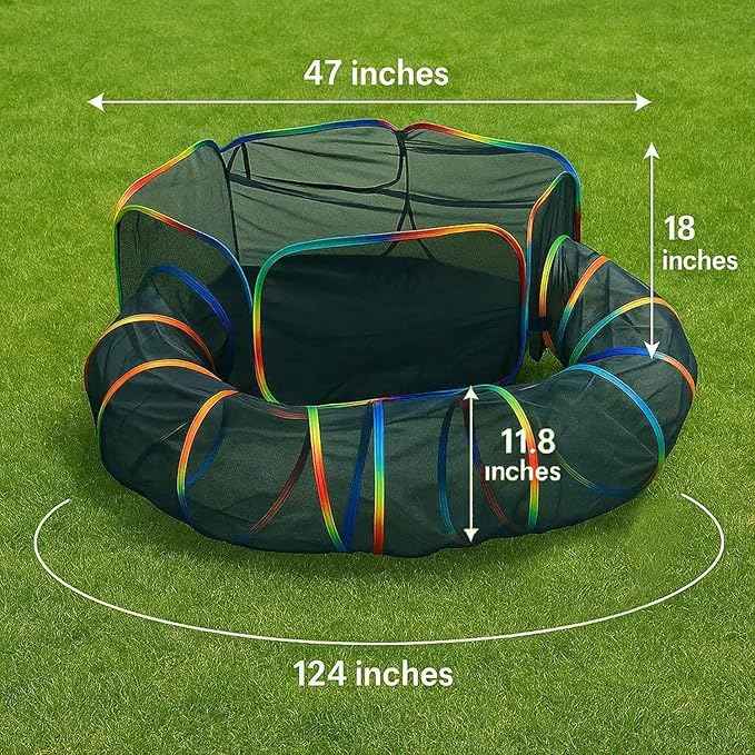 LUCKITTY Portable Cat Enclosure - 2-in-1 Outdoor Catio with Tent & Tunnel, Foldable Playpen for Indoor Cats, Includes Storage Bag for Cats & Small Animals Rainbow Color
