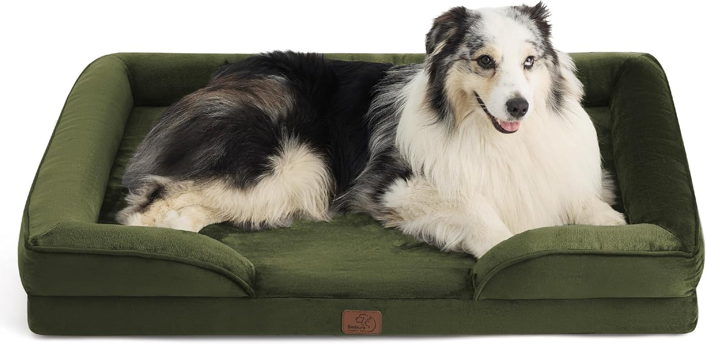 Bedsure XL Orthopedic Dog Bed for Extra Large Dogs - Washable XLarge Dog Cat Bed Waterproof, Comfort Dogs Couch Sofa with Washable Removable Cover, Pet Bed with Nonskid Bottom, Moss Green, 42" - Pet Explorer