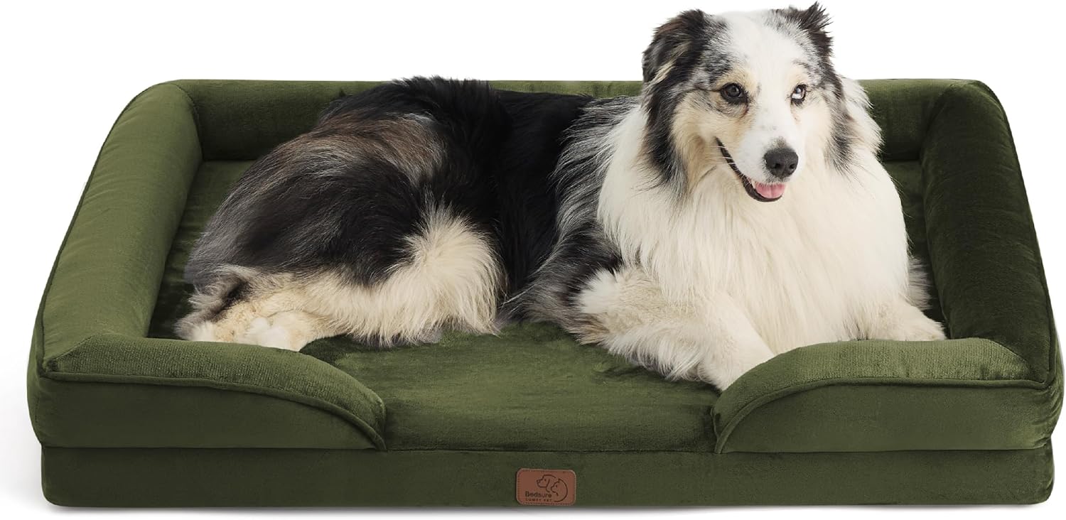 Bedsure XL Orthopedic Dog Bed for Extra Large Dogs - Washable XLarge Dog Cat Bed Waterproof, Comfort Dogs Couch Sofa with Washable Removable Cover, Pet Bed with Nonskid Bottom, Moss Green, 42" - Pet Explorer