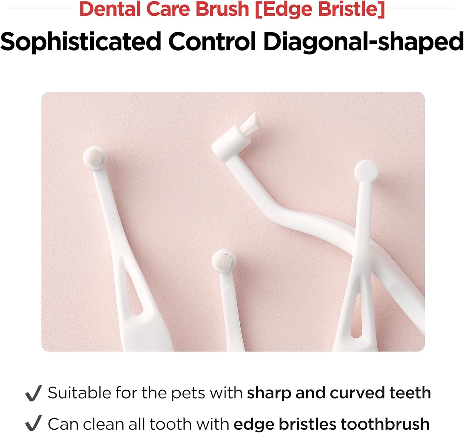 JAYU PET Dental Care Brush (Edge Bristles) 3ea - Micro Round Head Dog Toothbrush, Cat Toothbrush, Dental Care, Perfect for Kitten & Small Breed with End-tuft Diagonal-Shaped Bristle & Easy Grip Handle - Pet Explorer
