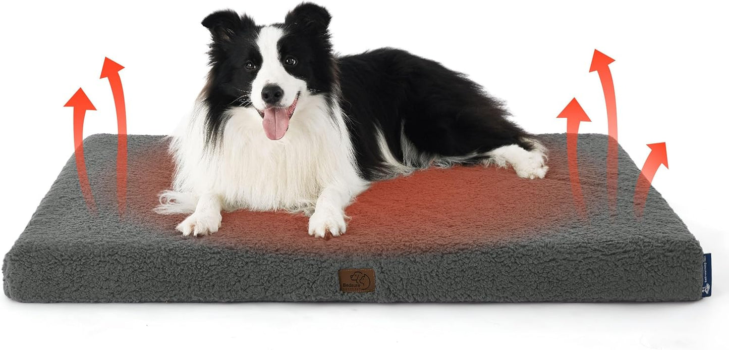 Bedsure Self Warming Dog Bed for Large Dogs - Orthopedic Waterproof Puppy Beds with Removable Washable Cover, Egg Crate Foam Pet Mat, Suitable for Pet Up to 65 lbs - Pet Explorer