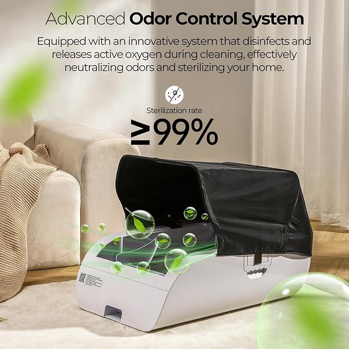 Open-Top Self-Cleaning Automatic Cat Litter Box-Smart APP Control (2.4G/5G) with Health Tracking&24H Backup, Dual Safety Sensors&Odorless Design for Multi-Cat Homes+with Tent