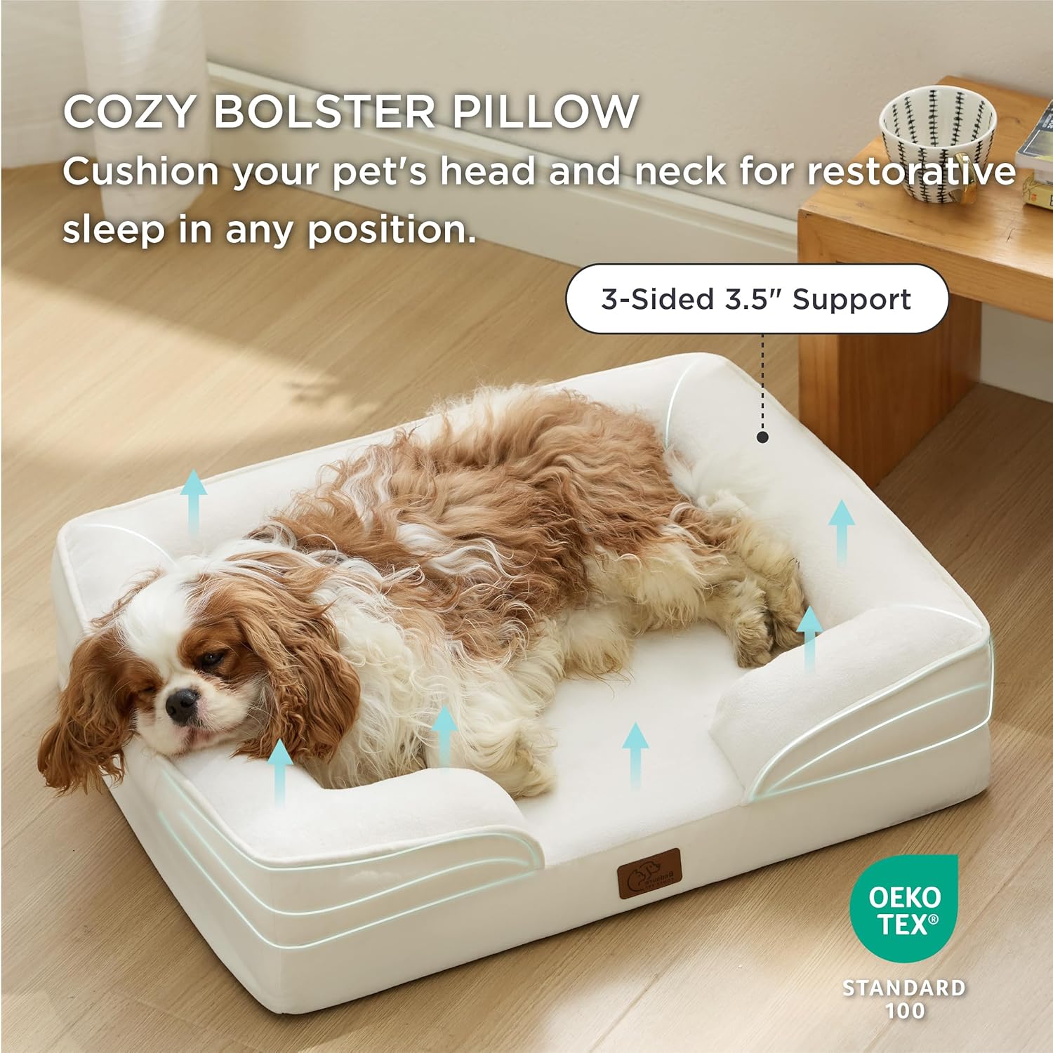 Bedsure Orthopedic Dog Bed Medium Size Dogs - Washable Medium Dog Cat Bed Waterproof, Comfort Pet Couch Sofa with Washable Removable Cover, Pets Bed with Nonskid Bottom, Ivory, 28" - Pet Explorer