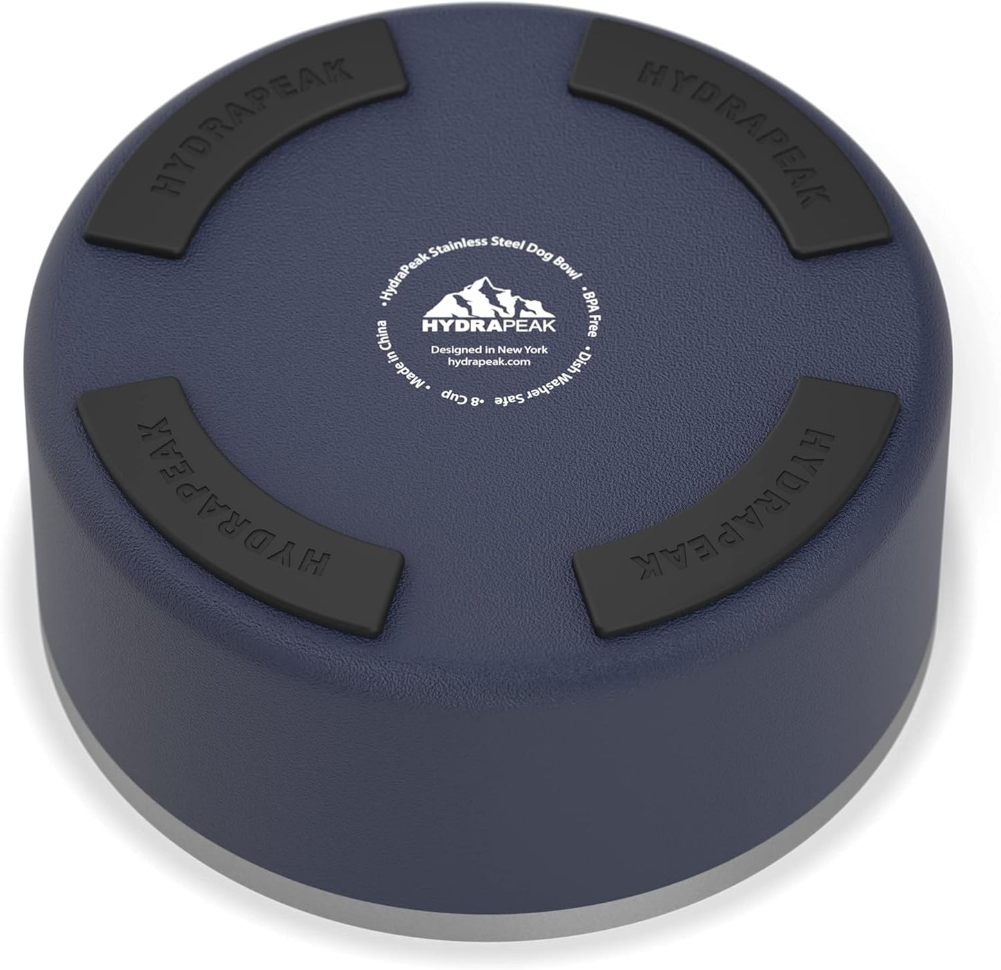 Hydrapeak Dog Bowl; Non Slip Stainless Steel; Water and Food Dish; Large Sized and Small Dogs; 32oz 64oz; Multiple Sizes | 8 Cup | Navy - Pet Explorer