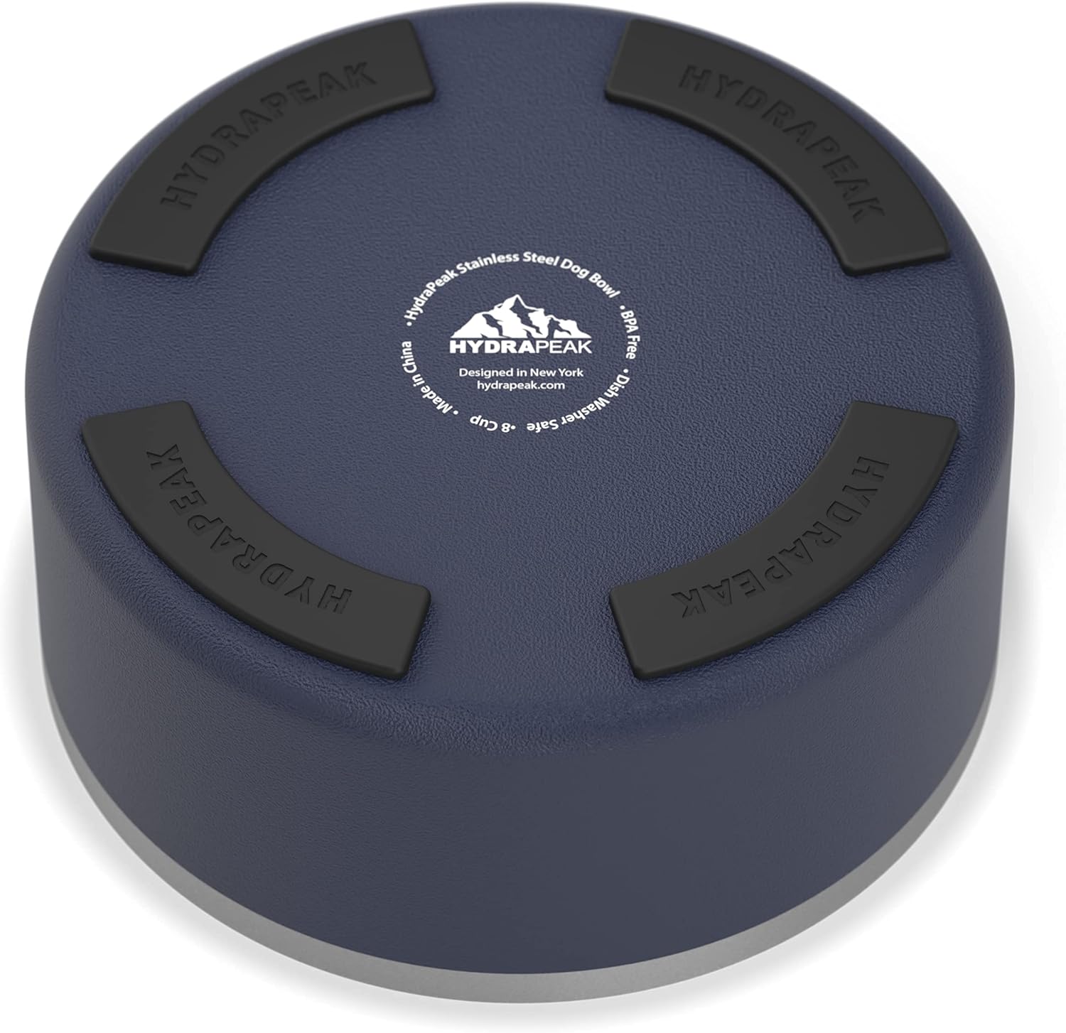 Hydrapeak Dog Bowl; Non Slip Stainless Steel; Water and Food Dish; Large Sized and Small Dogs; 32oz 64oz; Multiple Sizes | 8 Cup | Navy - Pet Explorer