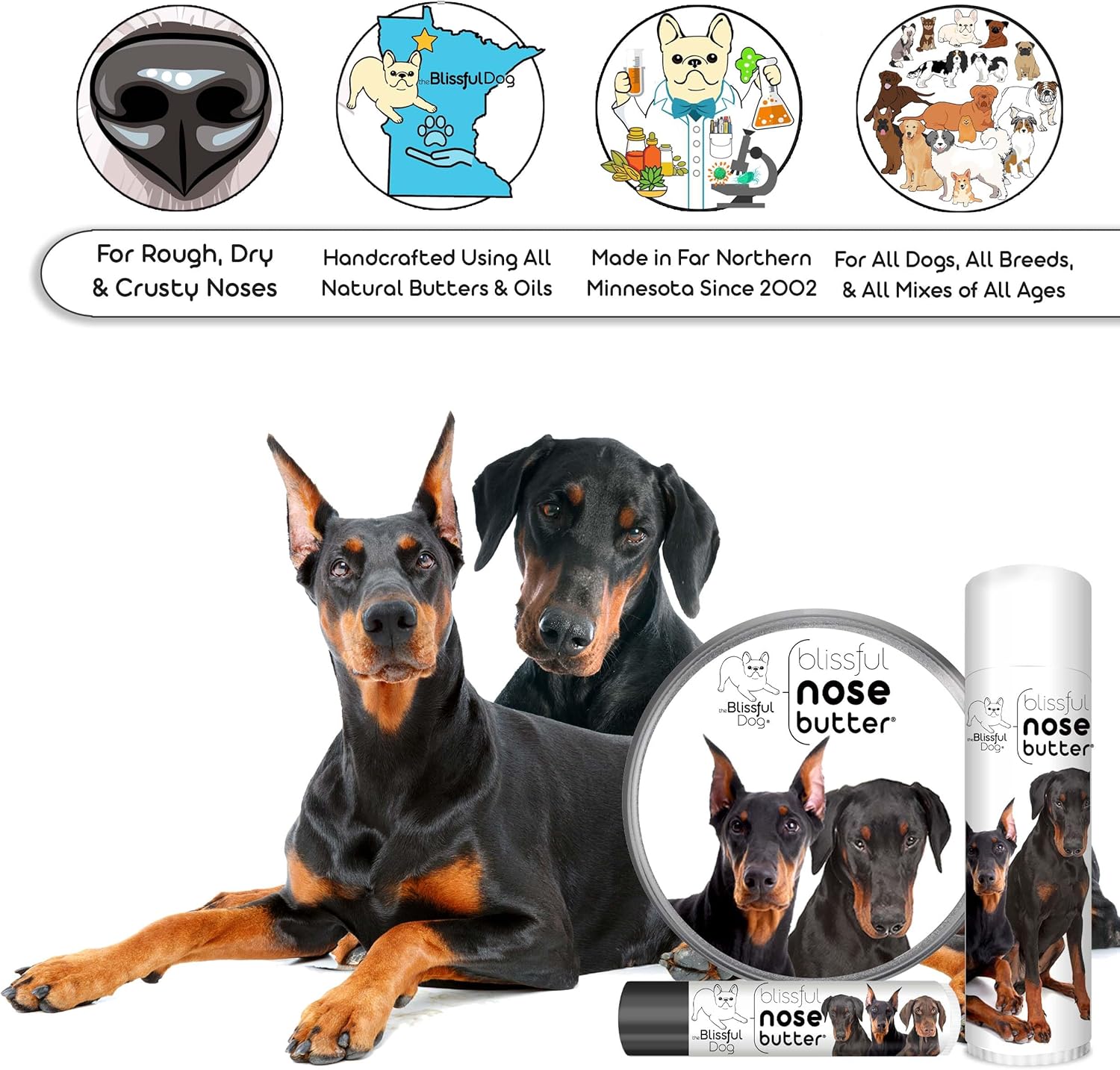 The Blissful Dog Doberman Unscented Nose Butter - Dog Nose Butter, 0.15 Ounce - Pet Explorer