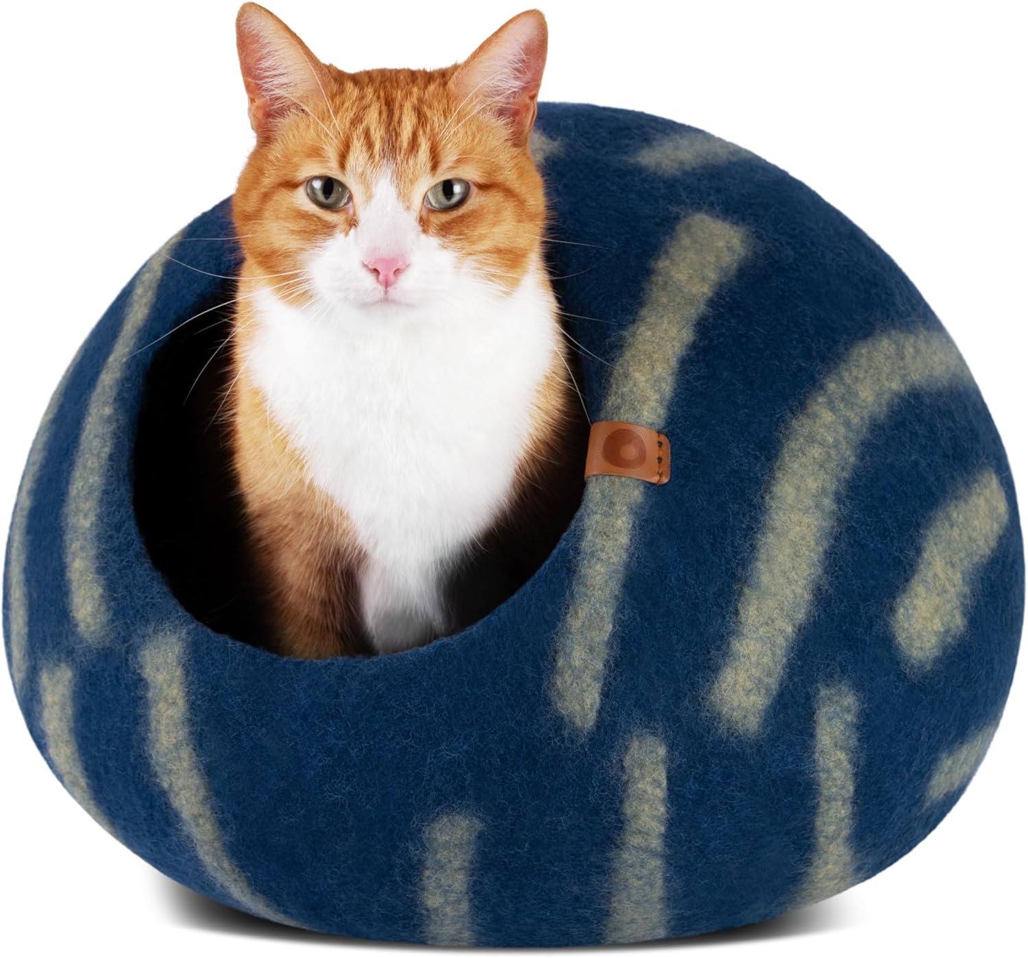 MEOWFIA Cat Cave – Premium Felt Cat Bed for Indoor Cats, Handmade 100% Merino Wool (Medium, Deep Azure) - Pet Explorer