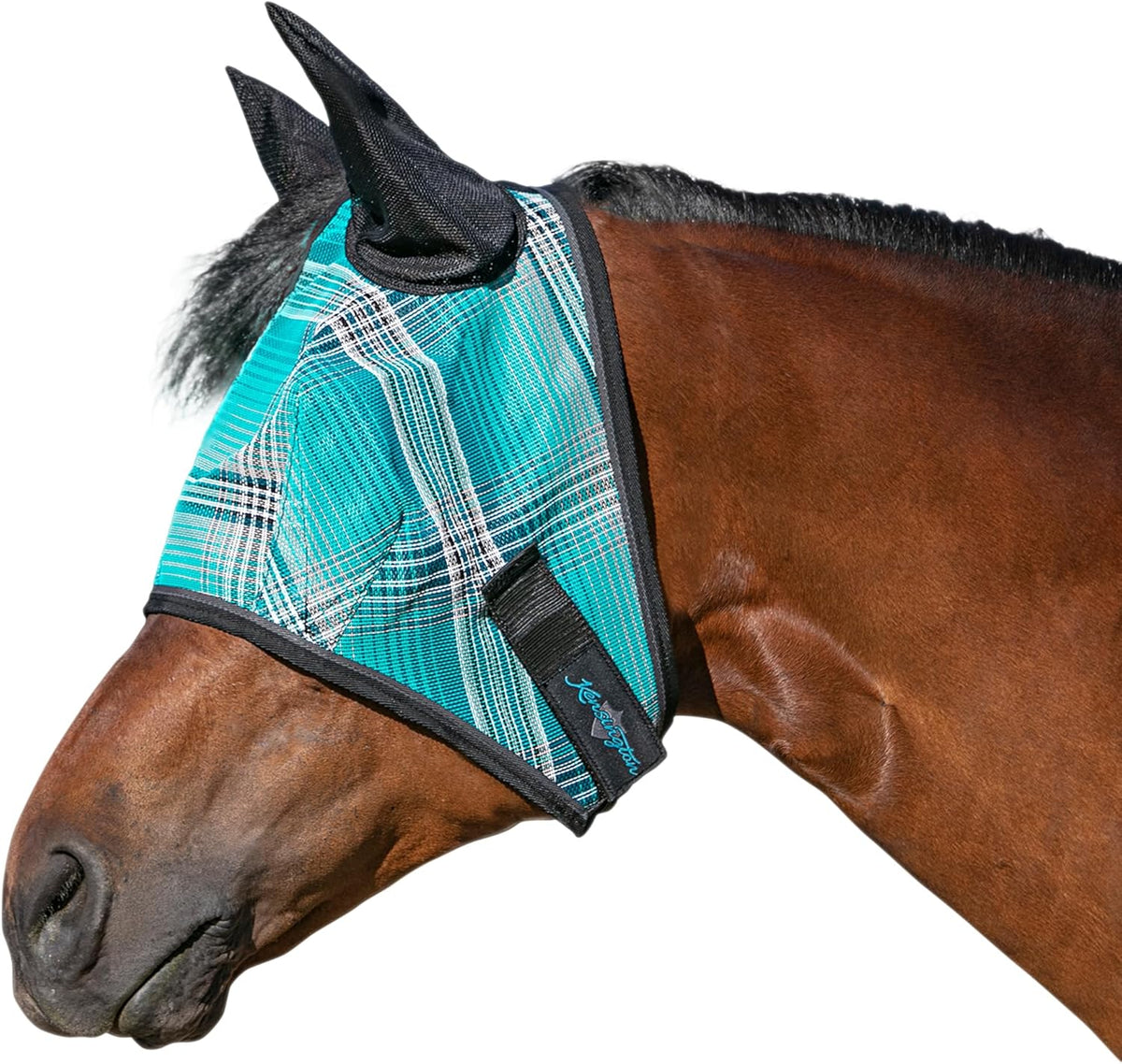 Kensington Signature Fly Mask w/Web Trim, Soft Mesh Ears & Forelock Opening Size: L-Average Color: 2021 - Atlantis