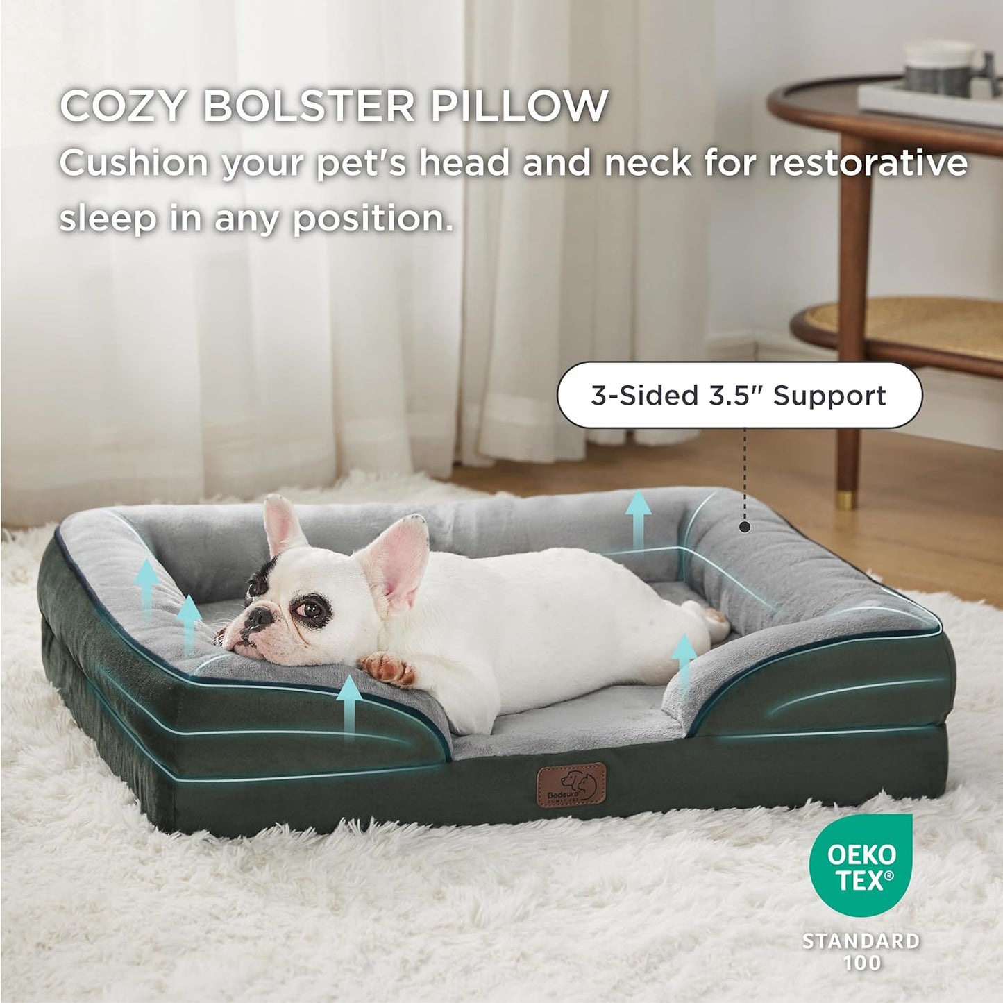 Bedsure Orthopedic Dog Bed for Medium Dogs - Waterproof Dog Sofa Beds Medium, Supportive Foam Pet Couch Bed with Removable Washable Cover, Waterproof Lining and Nonskid Bottom, Dark Green - Pet Explorer