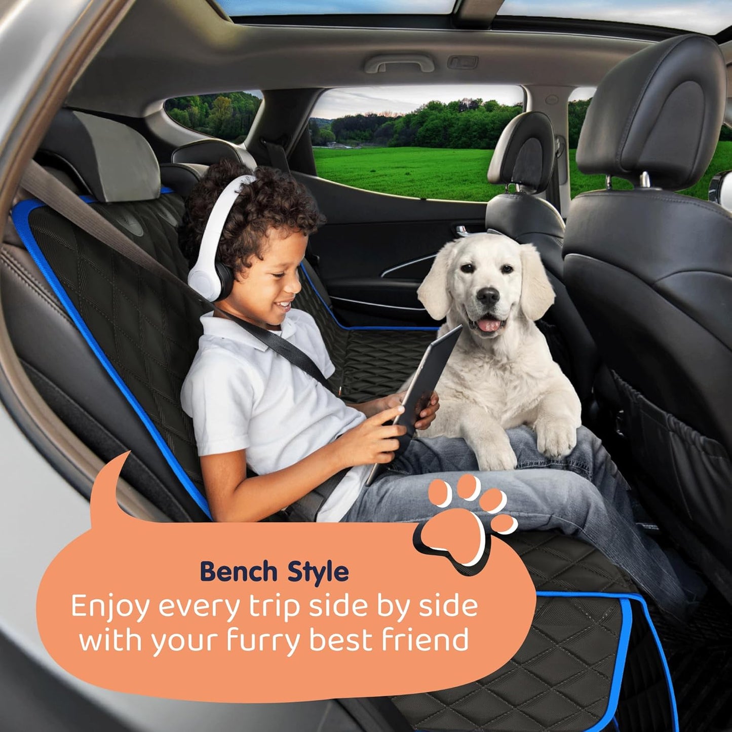 XL Dog Car Seat Cover for Back Seat, Waterproof Hammock for Car, SUV & Truck, Non-Slip Backseat Cover for Dogs, Heavy-Duty Dog Hammock Style Seat Protector Pets, Easy to Install & Clean - Pet Explorer