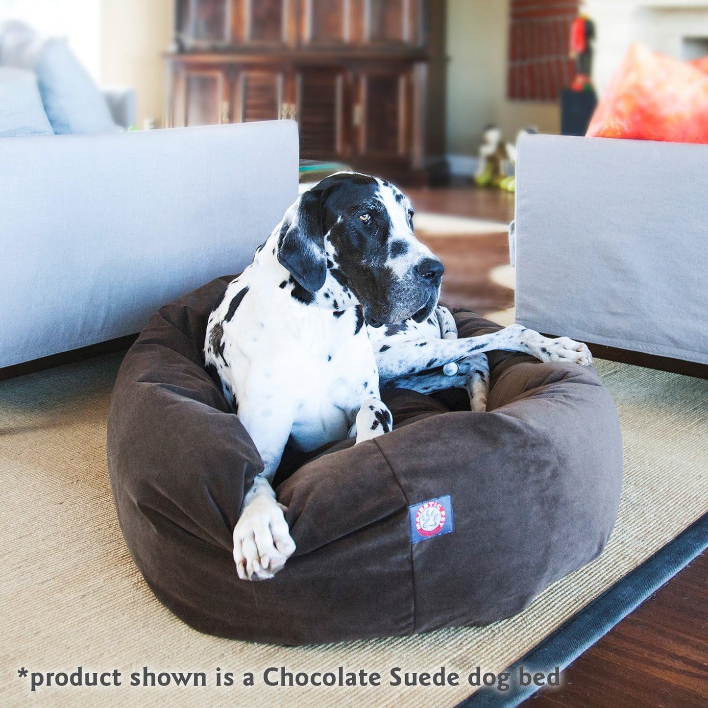 Majestic Pet 40 Inch Suede Calming Dog Bed Washable 40x29x9 (Inch) – Cozy Soft Round Donut Dog Bed with Spine Support for Dogs to Rest Their Head - Pet Bed Large – Navy - Pet Explorer