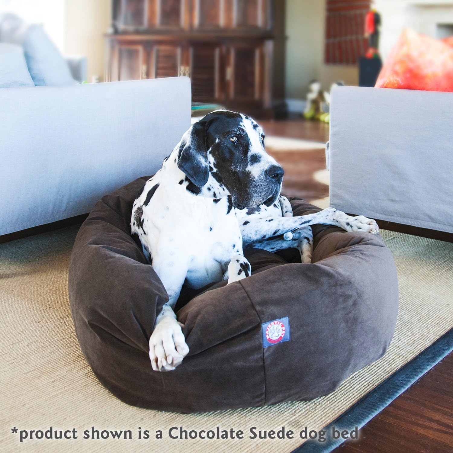 Majestic Pet 40 Inch Suede Calming Dog Bed Washable 40x29x9 (Inch) – Cozy Soft Round Donut Dog Bed with Spine Support for Dogs to Rest Their Head - Pet Bed Large – Navy - Pet Explorer