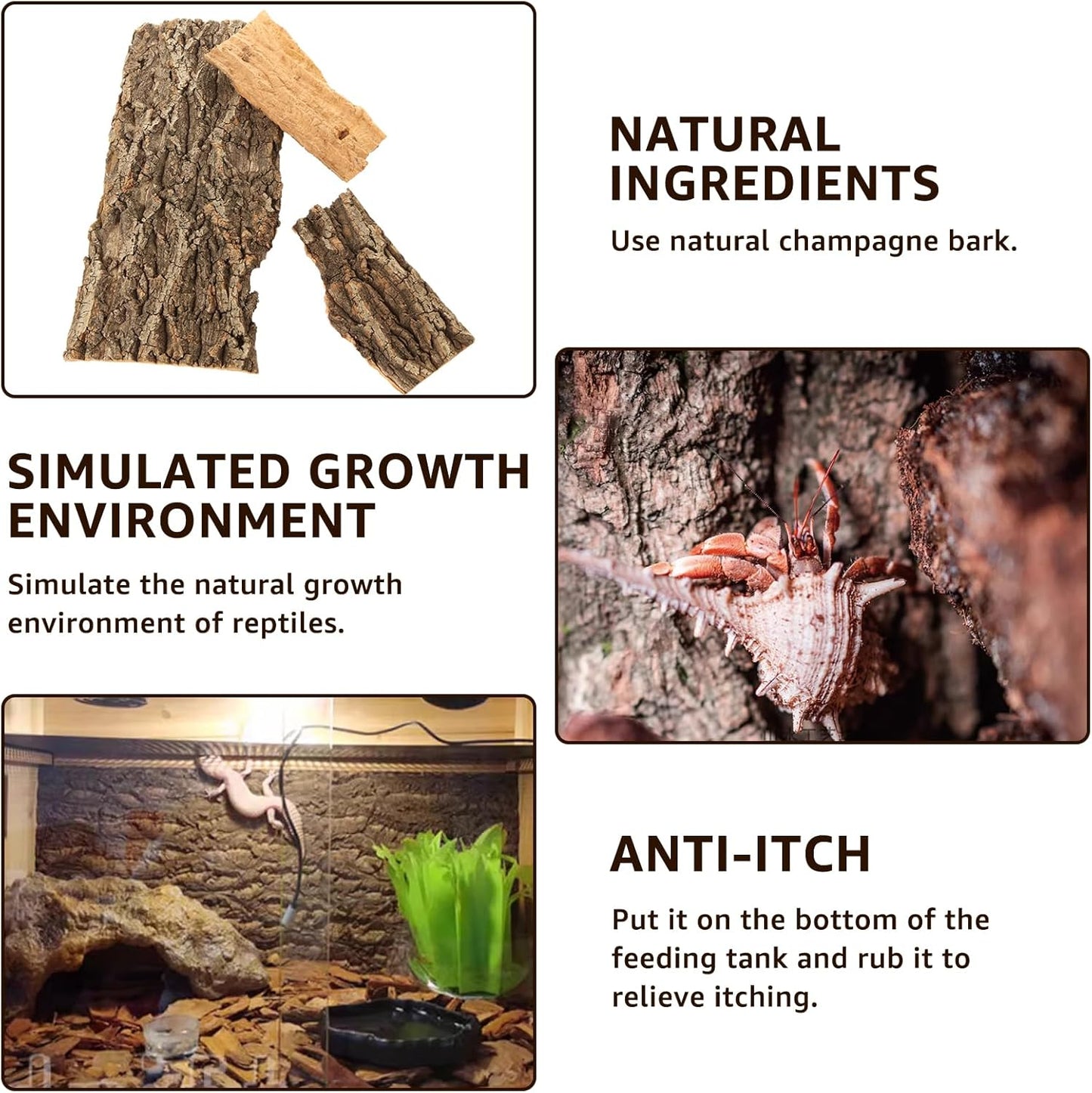 RHBLME 6 Pack Cork Bark for Reptiles, 11.8" L x 7.8" W Cork Bark for Terrarium, Reptile Tank Background Terrarium Backdrop Wall Decor Natural Reptile Climbing Mat - Pet Explorer