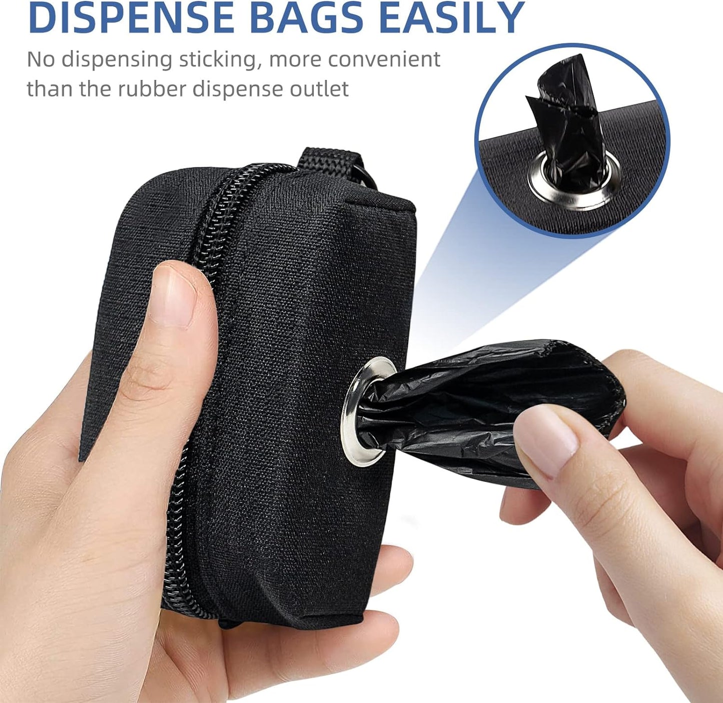 PuppyDoggy Dog Poop Bag Holder for Leash Black Waste Bag Dispenser with 1 Roll of Poop Bags for Leash Accessory Bicycle - Pet Explorer