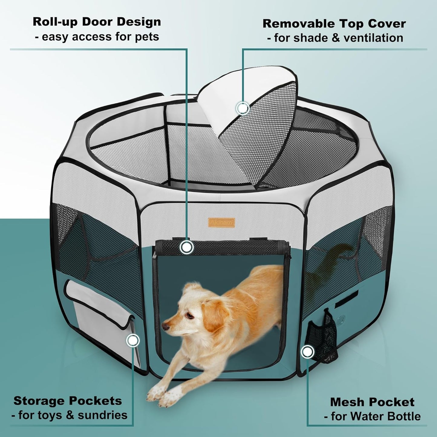 Dog Playpen, Portable Pet Play Pen for Cat, Puppies, Rabbits, Chickens, Foldable Large-Capacity Pet Tent for Indoor/Outdoor Travel Camping Blue - Pet Explorer