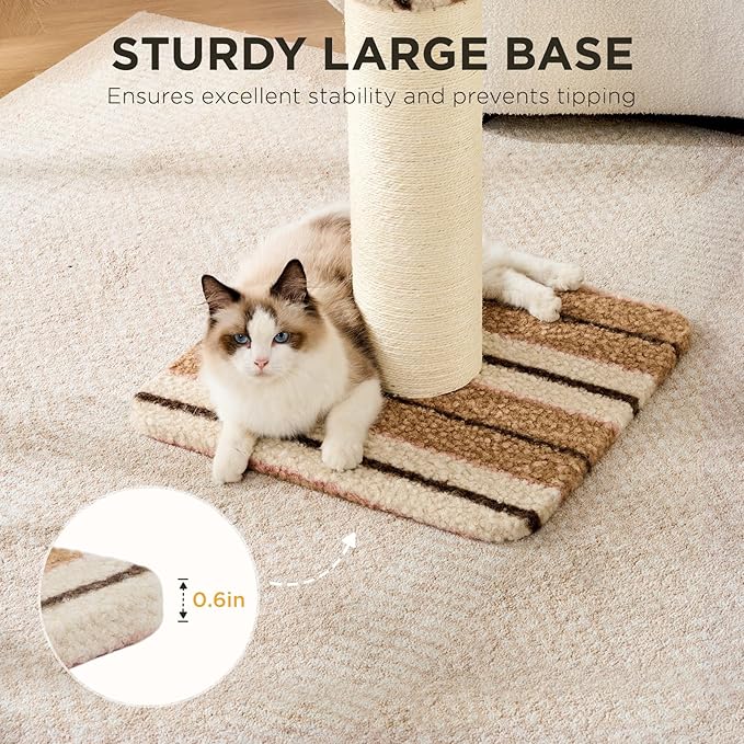 Joydeco Cat Scratching Post 38 Inches Heavy Duty and Thick Scratching Post Sisal Rope with Hanging Ball and Mice for Indoor Cats(Coffee)