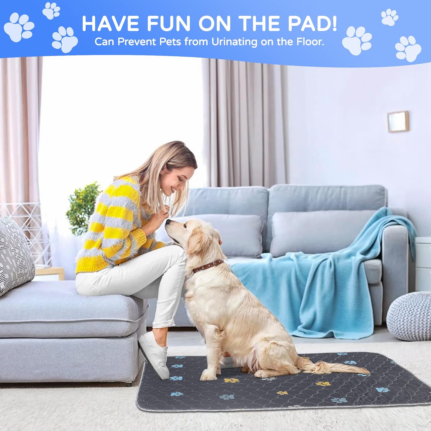Aitmexcn Washable Puppy Dog Pee Pad, 2PCS 100% Waterproof Whelping Training Mat for Puppy/Senior Dog, Fast Drying Reusable Puppy Pads for Indoor, Outdoor and Car Travel- 48'' x 65'' - Pet Explorer
