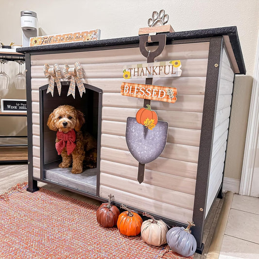 Aivituvin Large Dog House Outdoor Indoor Weatherproof Dog House for Small & Medium & Large Dogs with Unique All-Around Iron Frame＆Raised Feet（White） - Pet Explorer