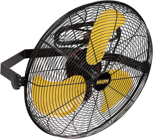 HiCFM 18" Wall Mount Fan, 4600 CFM 3 Speeds High Velocity with TEAO Enclosure Motor, 9 FT Cord, 180 Degree Tilting Heavy Duty Metal Fans for Barn, Garage, Workshop, Warehouse - UL Listed