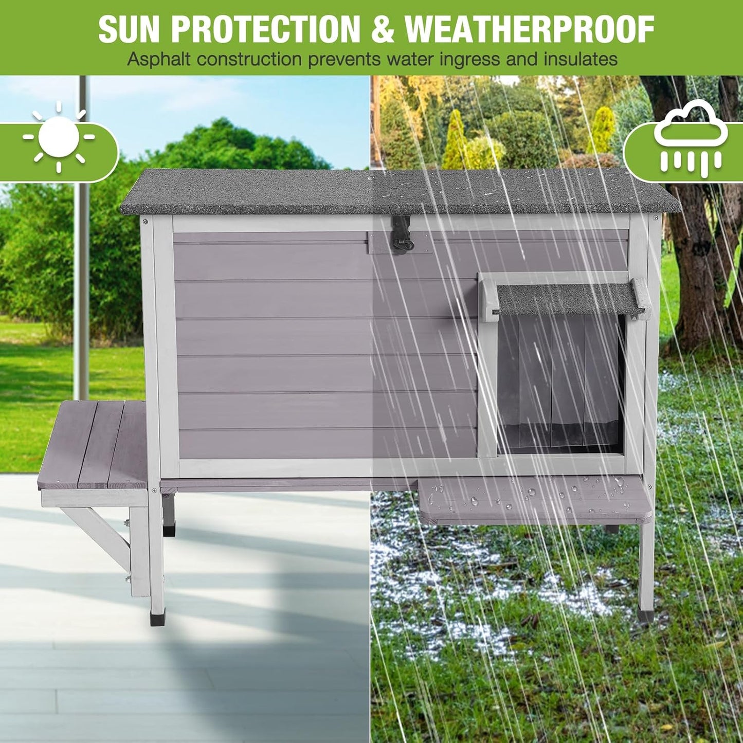 GUTINNEEN Insulated Outdoor Cat House with Triple-Layer Design - Weatherproof Cat Shelter with All-Round Insulated Foam Liner, Elevated Base & Escape Doors for Feral/Stray Cats (Winter-Ready) - Pet Explorer