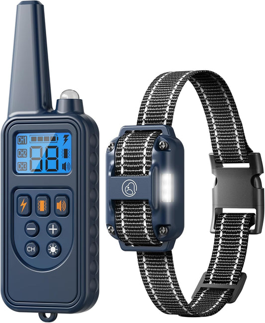 Electronic Dog Collar with Remote, 2600ft Waterproof Dog Training Collar for Smal Medium Large Dogs, Beep, Vibration, Shock (1-99) Modes, LED Light, for 5-120Lbs Dogs - Pet Explorer