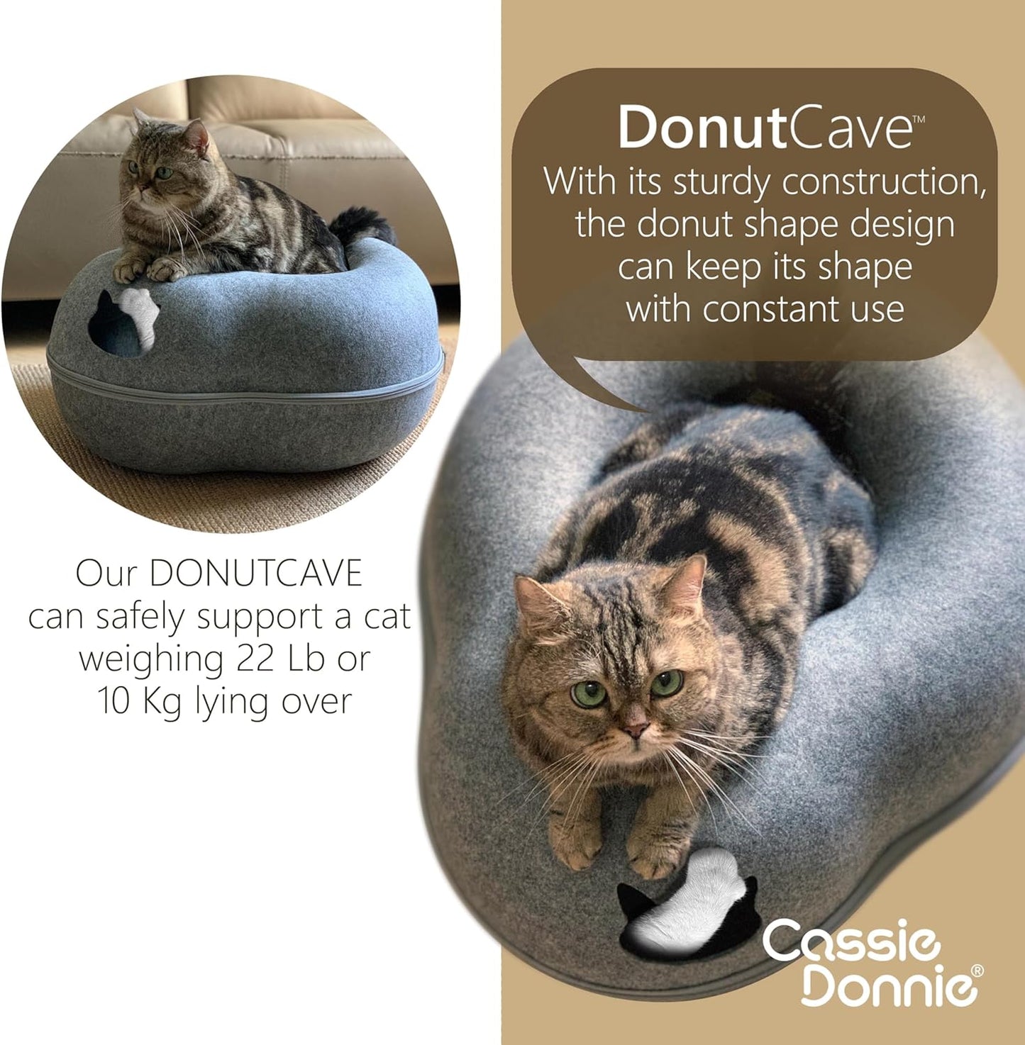 Premium Cat Bed caveTunnel Hiding Places for Indoor Cats(Large) Houses & Condos. Washable100% Nontoxic Eco-Friendly. Spaciousfor 2 Cats - Pet Explorer