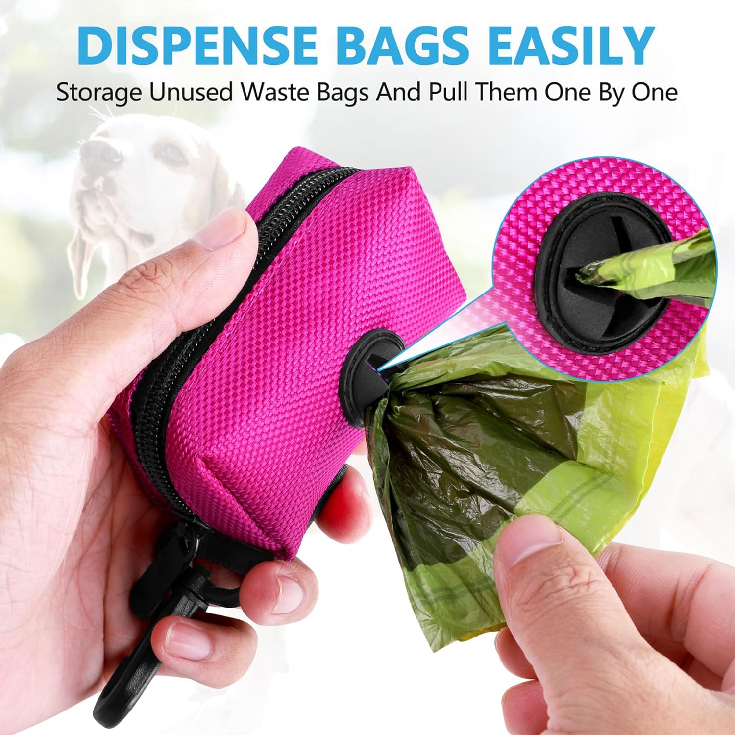 Dog Waste Bag Dispenser Pet Poop Bags Holder for Doggie Waste Bags Dispensers Soft Fabric Zipper Small Doggy Puppy Pouch for Leash Accessory Attachment with Carrier,2PC Pink - Pet Explorer
