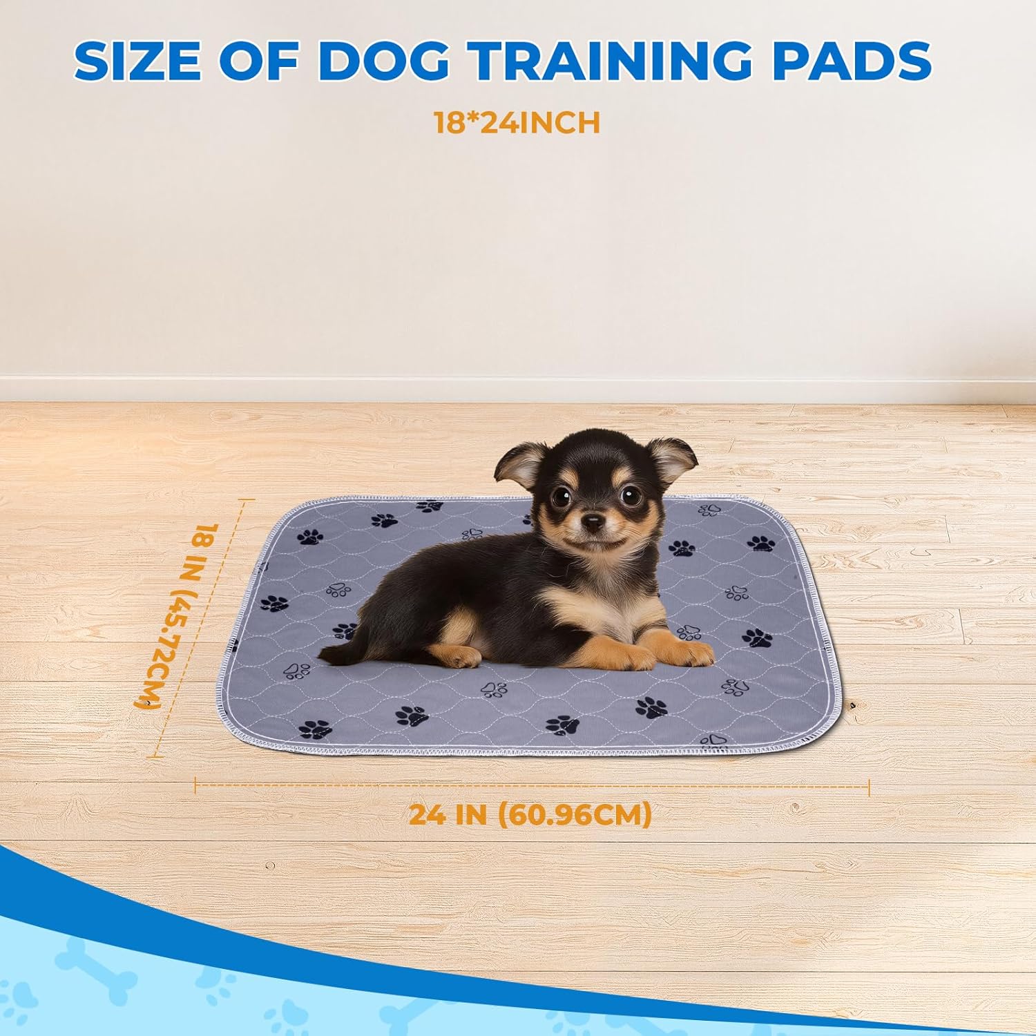 Fostanfly Reusable Puppy Pads, 2 Pack 18"x 24" Washable Pee Pads for Dogs, Absorbent and Leakproof Wee Wee Mat, Waterproof Non Slip Training Mats for Potty, Crate, Playpen, Bed, Sofa - Pet Explorer