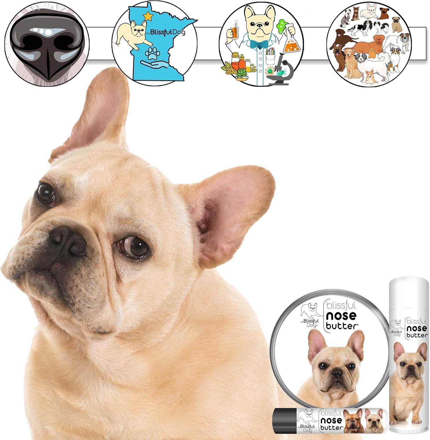 The Blissful Dog Fawn French Bulldog Unscented Nose Butter - Dog Nose Butter, 16 Ounce - Pet Explorer
