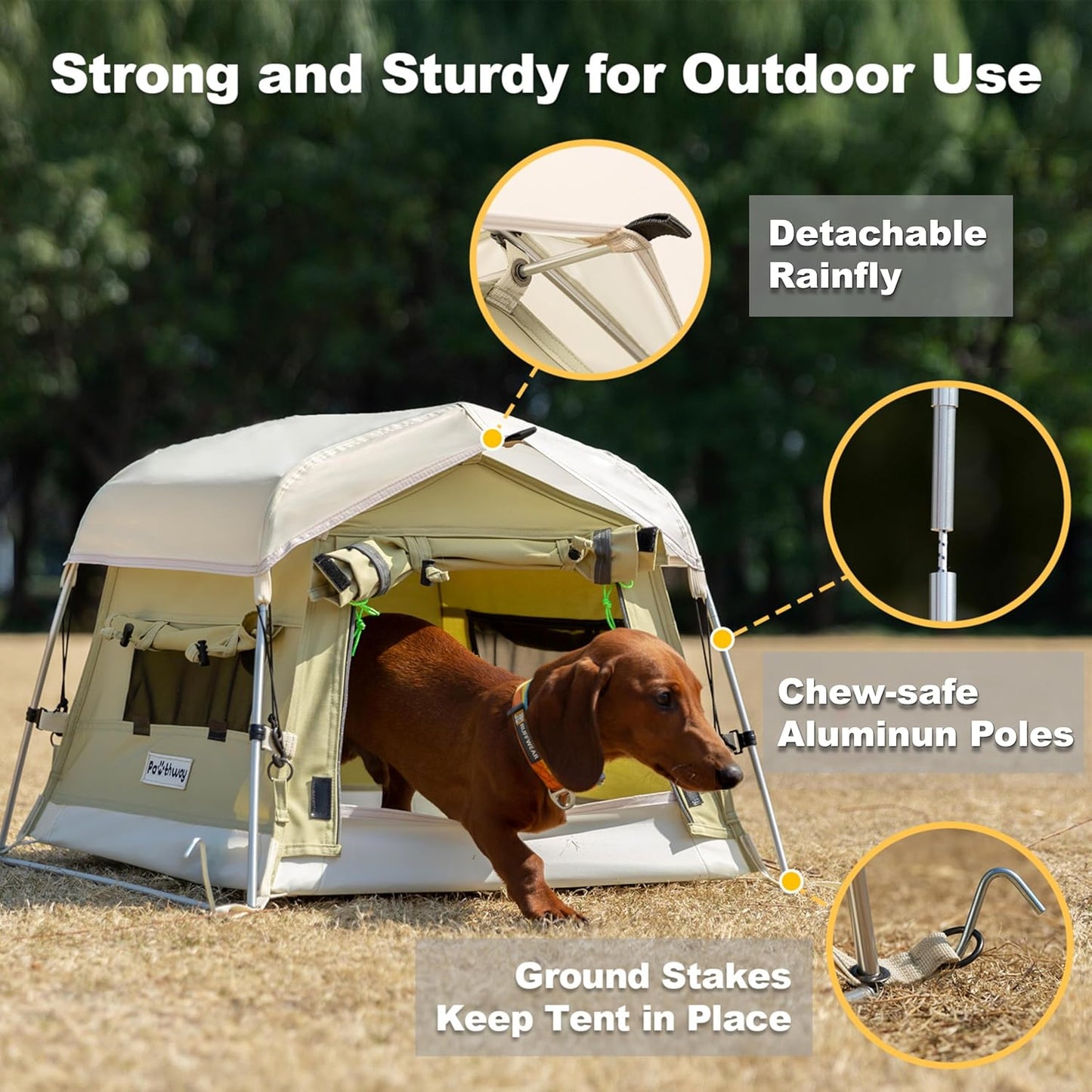 Dog Tent Cotton Fabric, Aluminum Poles and Camping Mat, Outdoor Weatherproof, Dog House Outdoor, Breathable with 2 Side Windows, Portable and Collapsible (Green, Small) - Pet Explorer