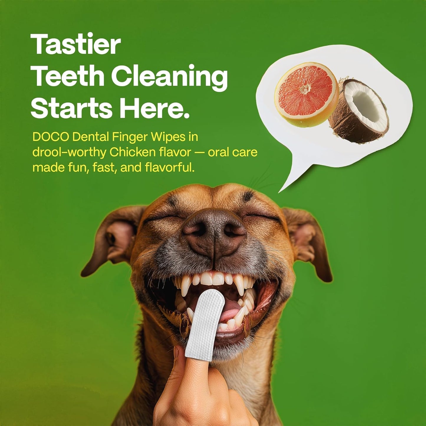 DOCO Dog Teeth Cleaning Wipes Dental Finger Wipes for Cats & Dogs Remove Plaque & Tartar, Freshen Breath, No Rinse, Easy Pet Tooth Cleaning Kit for Oral Care, Coconut & Grapefruit Flavor, 100 Count - Pet Explorer
