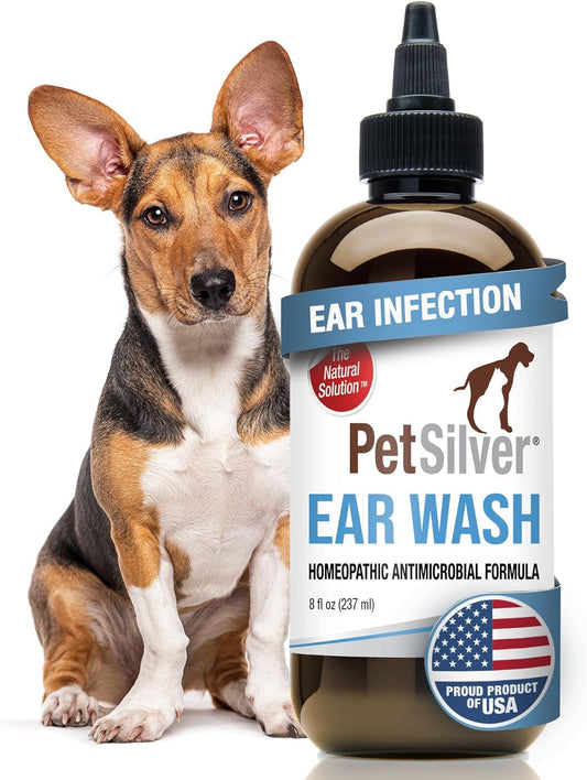PetSilver Ear Cleaner for Dogs & Cats – Gentle Otic Rinse with Chelated Silver Formula – Supports Clear, Comfortable Ears – Easy to Use – Thoughtfully Made in The USA with Care – 8 fl oz - Pet Explorer