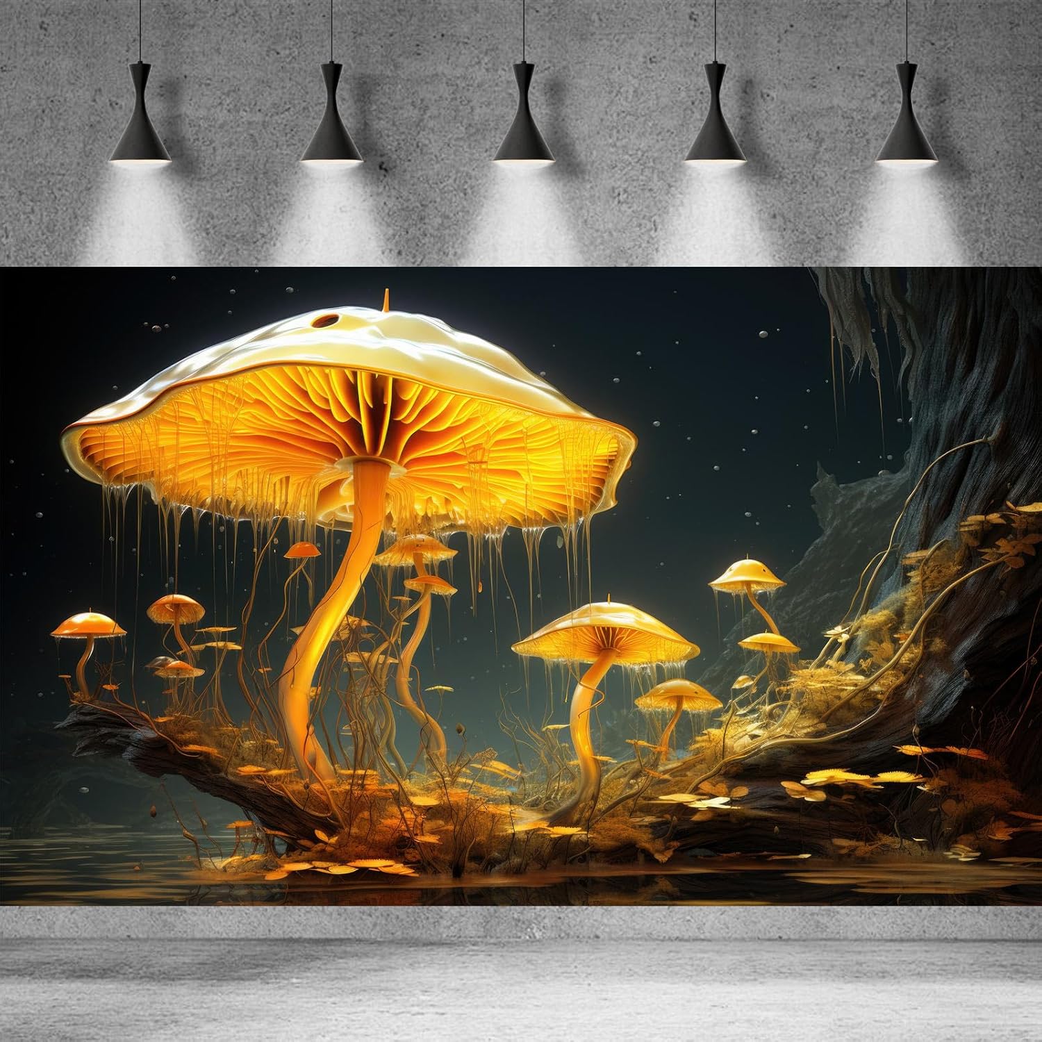 Fantasy Mushrooms Aquarium Background Fantasy Mushroom in Magical Enchanted Fairy Tale Stream Reptile Tank Enclosure Terrarium Backgrounds Mushroom Theme Landscape Fish Tank Backgrounds 30x18in - Pet Explorer