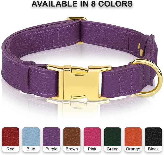 Leather Airtag Dog Collar - Soft Tracking Dog Collar with Apple AirTag Holder and Metal Buckle - Safety GPS Pet Collars for Small Medium Large Dogs Puppy Pink Red (Purple, XL, 20"-25" Neck Fit)