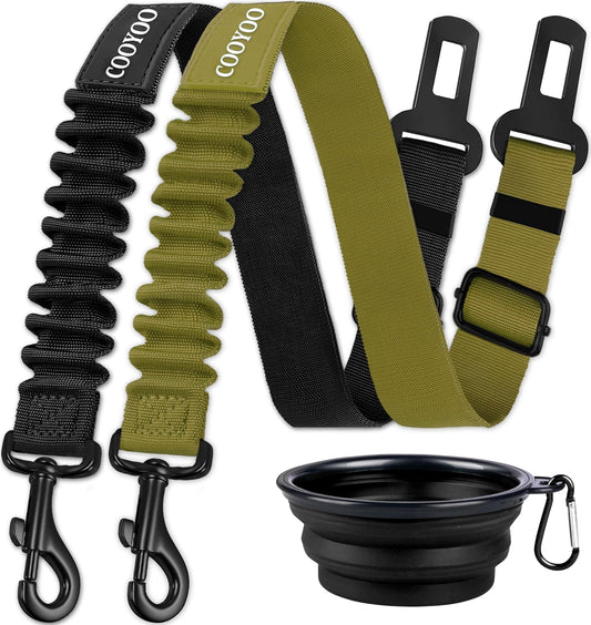 COOYOO Dog Seat Belt,3 Piece Set Retractable Dog Car Adjustable Seatbelts for Vehicle Nylon Pet Safety Heavy Duty & Elastic & Durable Car Harness for Dogs - Pet Explorer