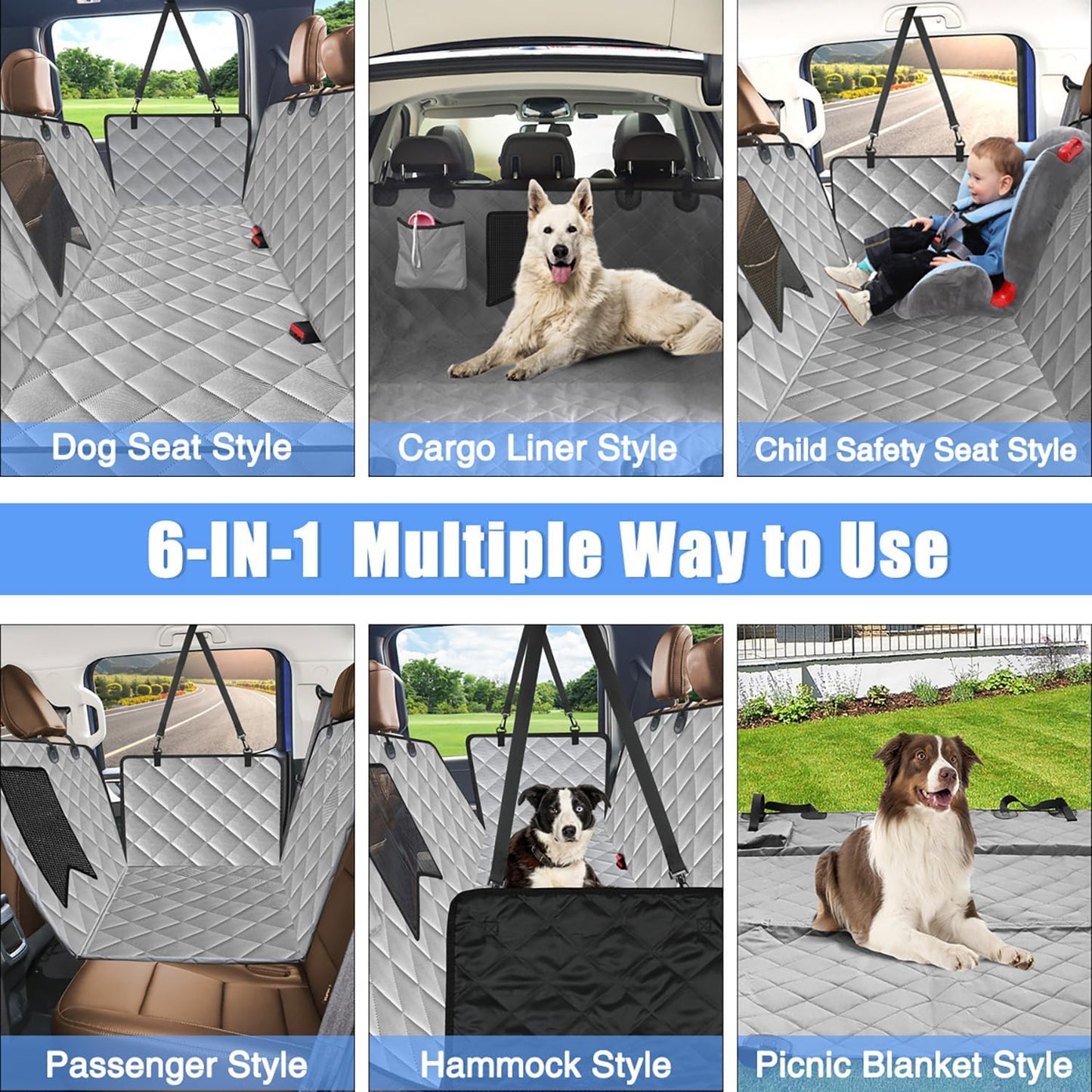 Kytely Dog Car Seat Cover XL, Heavy Duty Dog Seat Cover for Back Seat, 100% Waterproof Nonslip Hammock for Car with Side Flap, Scratch Proof Pet Back Seat Covers - Pet Explorer
