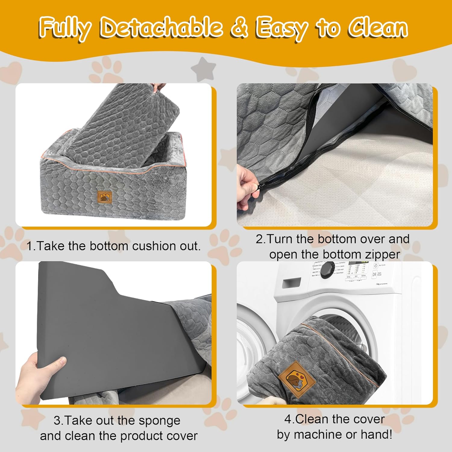 Dog Car Seat for Medium/Large Dog Booster Seat Under 60 lbs or 2 Small Dogs, Multi-Functional Pet Car Seat with Thick Cushion, 2 Safety Leashes (Gray) - Pet Explorer