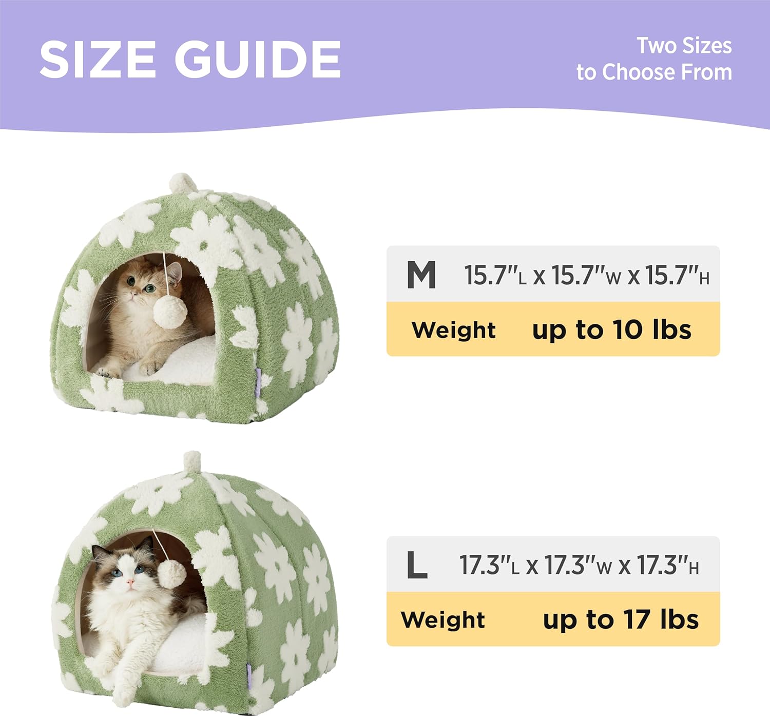 Lesure Cute Cat Beds for Indoor Cats - 2 in 1 Cat Cave Bed for Kittens and Small Pets with Removable Washable Cushioned Pillow, Cozy Ktten Tent with Non-Slip Bottom, Green, 16 inches - Pet Explorer