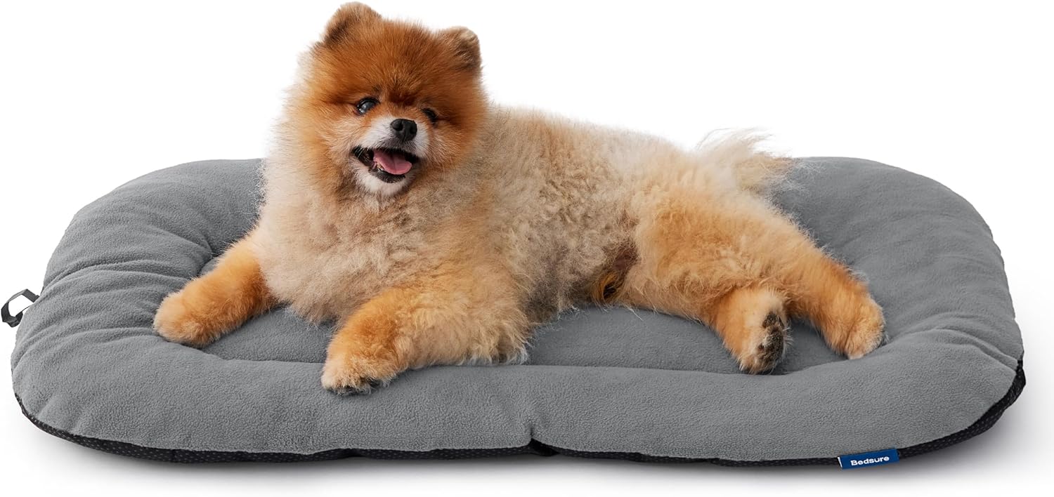Bedsure Washable Dog Crate Pad for Small Dogs, Anti-Slip Puppy Kennel Dog Bed for Crate - Ultra Soft Fleece Flat Thin Pet Mat (Not Chew Proof), Light Grey 23"x17" - Pet Explorer